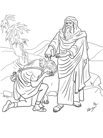 David samuel anoints david as king coloring page