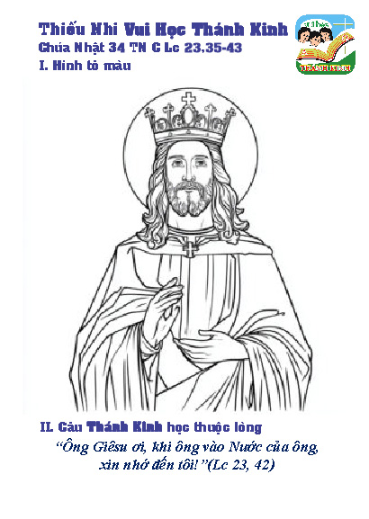 Thiếu Nhi VHTK-Lễ Chúa Kitô Vua -Hình tô màu